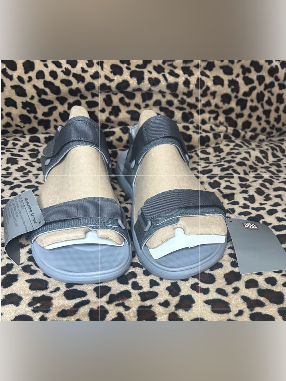 Hey Dude Men's Gray and Beige Adjustable Strap Sandals